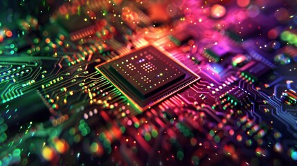 Sticker - Close-Up Of A Circuit Board With Processor