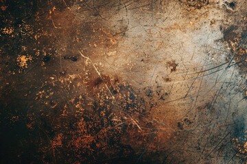 Poster - texture of old metal copper sheet with scratch