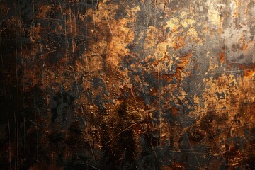Poster - texture of old metal copper sheet with scratch