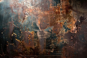 Poster - texture of old metal copper sheet with scratch