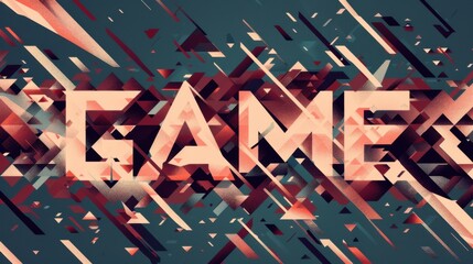 Wall Mural - Abstract Geometric Game Text Art with Red and Blue Background for Digital Marketing & Design