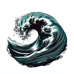 Wall Mural - ocean wave isolated on white background, pop-art, png