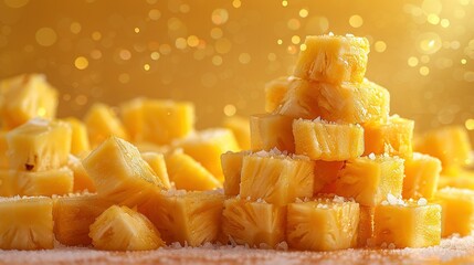 Poster -  Pineapples scattered on sugar, atop table