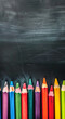 © lutsenko_k_ - Colored crayons on blackboard, drawing, drawn lines.