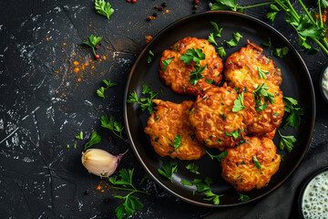 Wall Mural - A plate of fried food with parsley on top