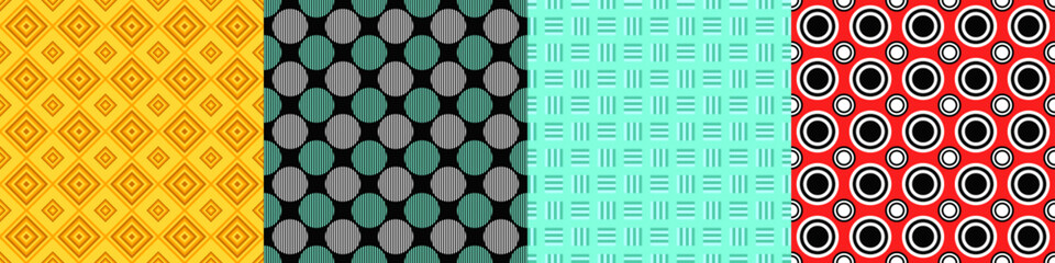 Wall Mural - seamless geometric threetone pattern set