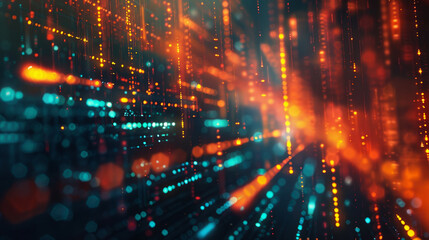 A colorful, abstract image of a computer screen with many dots and lines