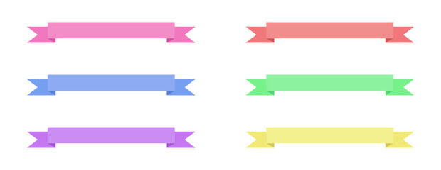 Wall Mural - simple ribbon banners set isolated on white background - pink red blue green purple and yellow ribbons - vector ribbons in blank for text