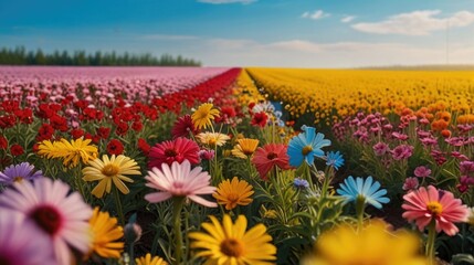 Wall Mural - Colorful Flower Field