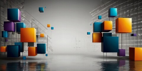 Wall Mural - Business triangle and squares vector abstract background. Vector Illustration For Wallpaper, Banner, Background, Card, Book Illustration, landing page