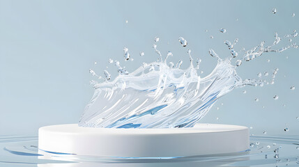Wall Mural - podium with water splash for product presentation. 3d illustration
