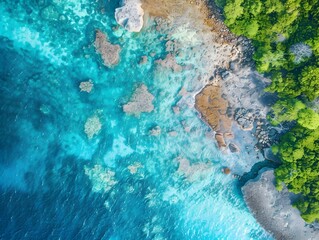  Mesmerizing Aerial View of Lush Tropical Coral Reef in Crystal-Clear Ocean Waters