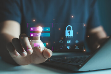 Aufkleber - Cyber security concept. User authentication system with username and password to access personal user data. information security and encryption, secure Internet access, technology and cybernetics.