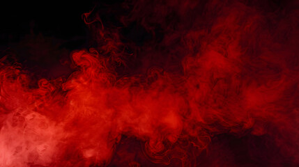 Wall Mural - Abstract red misty fog on isolated black background. Smoke stage studio. Texture overlays. The concept of aromatherapy.