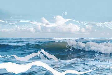 Sticker - A calming, ocean-themed hero image with interactive wave animations for a wellness retreat website