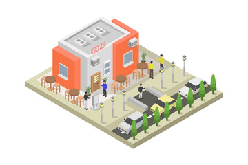 Canvas Print - Modern coffee shop isometric