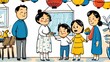 © Aleksandra - A multicultural family celebrating a traditional festival at home illustrating the blending of cultures and the global communitys diverse lifestyles