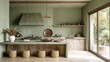© Aliaksandra - japanese kitchen interiors, japanese kitchen interior features a natural color scheme of soft greens, browns, and beiges, resembling earthy tones