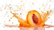 © Ziyan - half peach fallen into a juice splash isolated on white