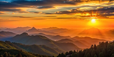 Wall Mural - Sunset view between mountains isolated on background, sunset, view, mountains, isolated,background, nature, landscape, sky