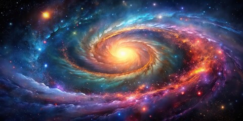 Wall Mural - stunning photo of a vibrant galaxy with swirling colors and mesmerizing stars, galaxy, stars, space,