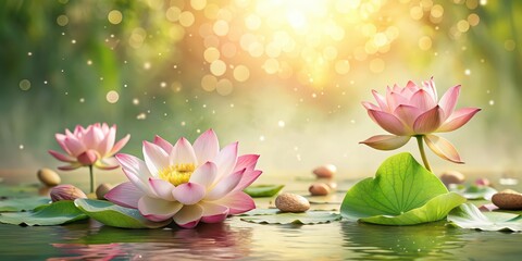 Poster - Spa natural background with petals and lotuses , wellness, relaxation, tranquil, beauty, zen, peaceful, serenity, calm