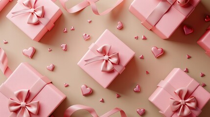 Sticker - Pink Presents and Hearts for Valentine's Day