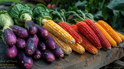 Canvas Print - Colorful Corn and Eggplants