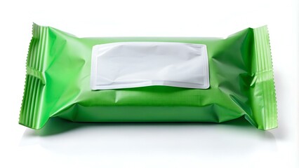 Green and white wet wipes package with flap