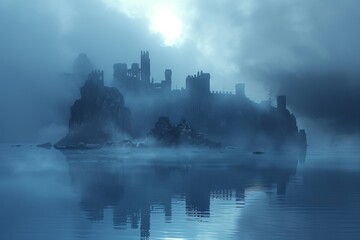 Wall Mural - Misty Castle on an Island