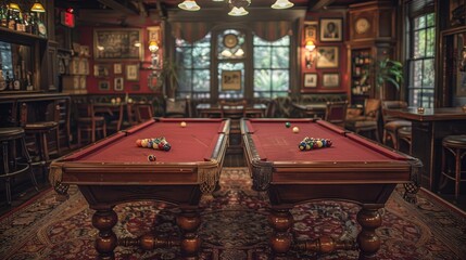 Classic Billiard Room with Two Tables