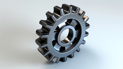 3d render black colored gear on a black background