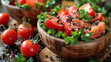 Canvas Print - Fresh Tomato Salad with Parsley and Peppercorns