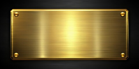 Canvas Print - Shiny gold metal plate on a black background, gold, metal, plate, shiny, texture, luxury, award, decoration, blank