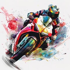 Wall Mural - A man is riding a motorcycle with a helmet on