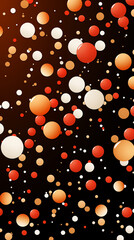 Wall Mural - Dots Circles Orange Spheres on Red Background, Abstract Image, Texture, Pattern Background, Wallpaper, Background, Cell Phone Cover and Screen, Smartphone, Computer, Laptop, 9:16 and 16:9 Format