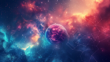 Wall Mural - the globe is surrounded by a network that creates a sense of connectedness and unity