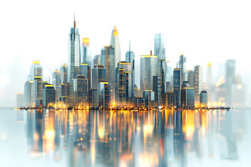 Wall Mural - a modern city with shining forex charts isolated on a transparent background