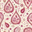 © Maquette Pro - Bold and Colorful Paisley Motif Pattern with Stylized Flowers, Leaves, and Geometric Shapes
