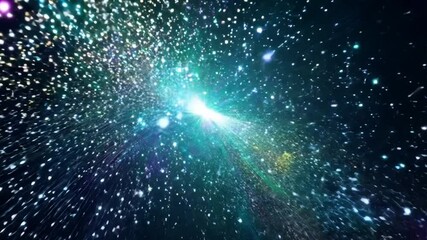 Wall Mural - a looping illustration of a starry night sky with glowing nebulae and glittering dust