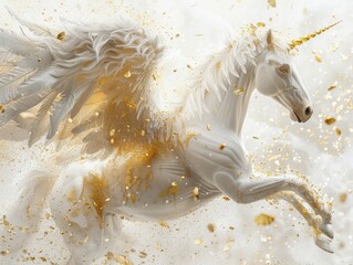 Wall Mural - white horse in the snow