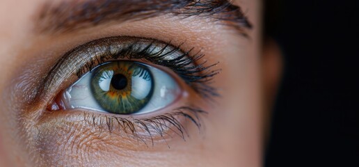 Poster - Closeup of a vibrant green eye with long eyelashes