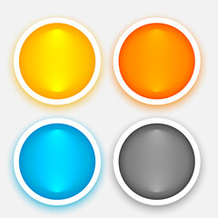 Wall Mural - pack of 3d style empty circular button in four colors