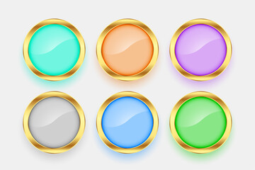Wall Mural - set of 3d golden circle buttons element design