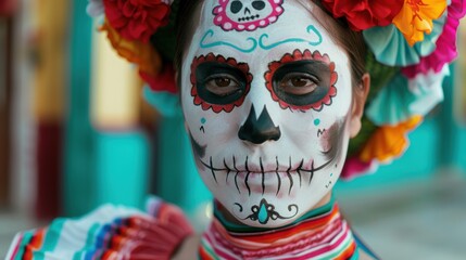 Canvas Print - colorful day of the dead makeup