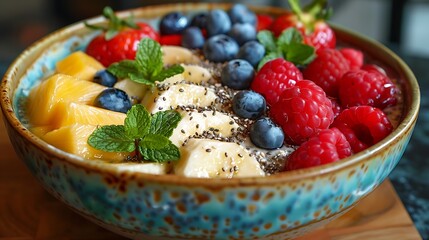 Poster - **A bowl of chia pudding with fruit