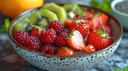 Wall Mural - **A bowl of chia pudding with fruit