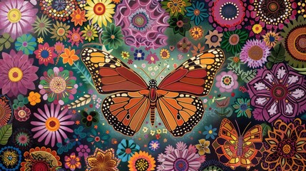 Wall Mural - pattern with butterflies