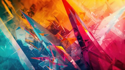 Wall Mural - a stunning mix of vibrant colors and geometric shapes, blending together to create a dynamic and vis