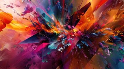 Wall Mural - a stunning mix of vibrant colors and geometric shapes, blending together to create a dynamic and vis